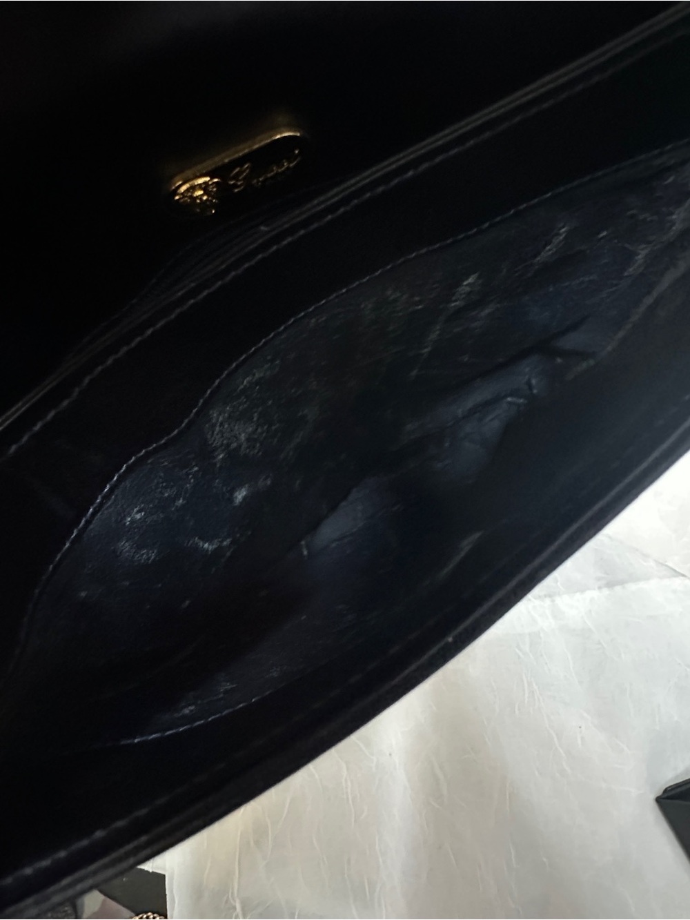 Gucci Gray/Navy/ Black-Midnight Blue Monogram Crossbody w zipper pull - Picture 7 of 17
